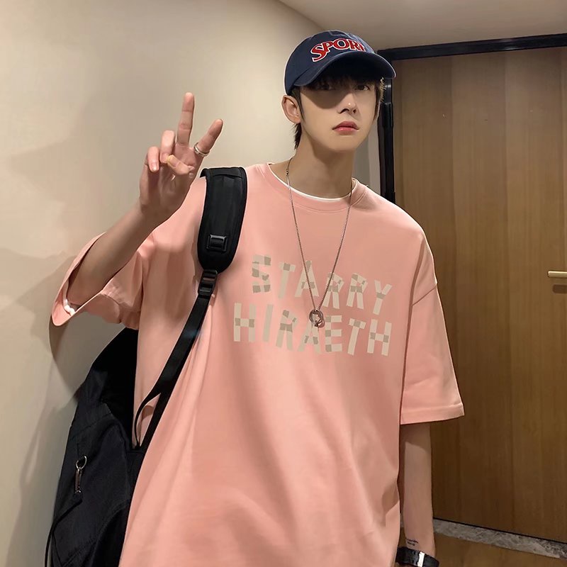 Áo Thun Nam Dáng Rộng In Chữ Phong Cách Nhật Bản Thời Trang Mùa Hè Cỡ M-8XL