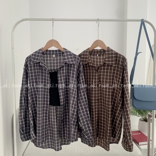 Áo sơ mi kẻ không túi tag Maizi