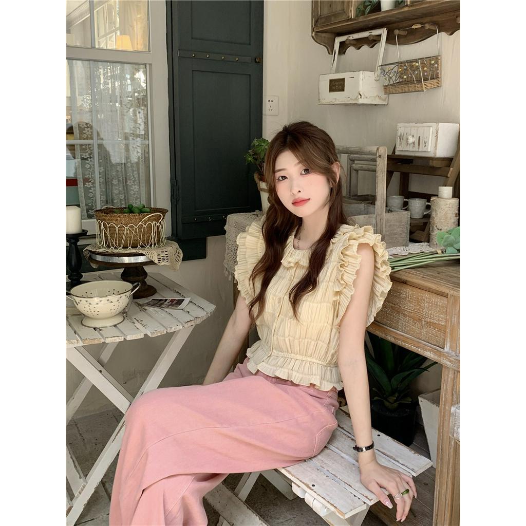 Áo Sơ Mi Ngắn Tay Xếp Ly Mùa Hè 63223