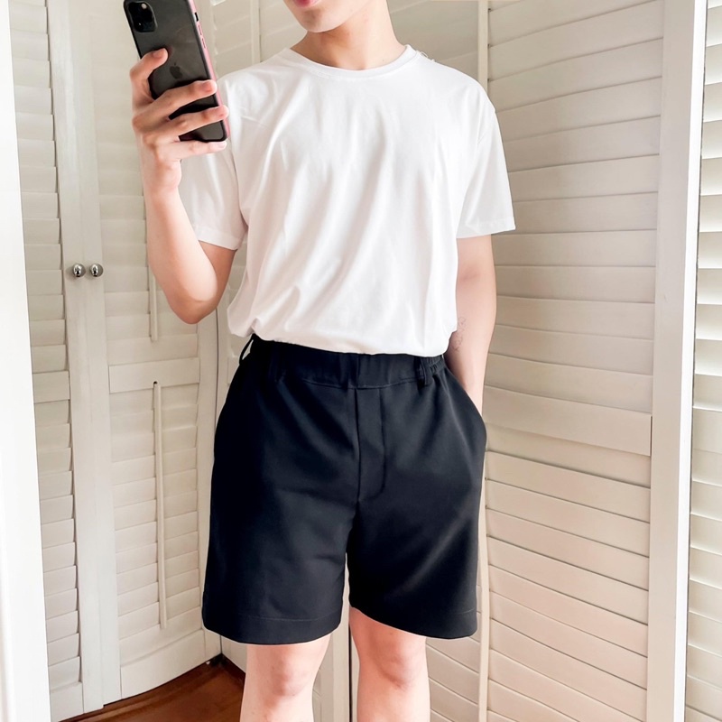 Quần Short Tây Âu trơn Unisex lững trên gối Unisex