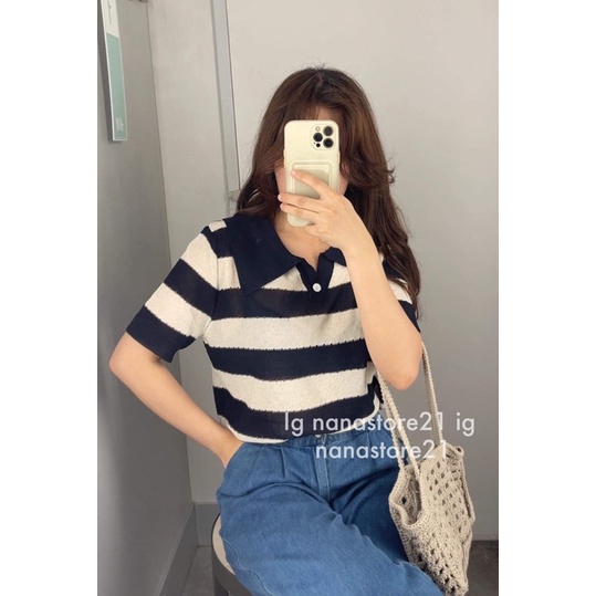 Áo polo kẻ nhiều màu Nana21 Nana21store