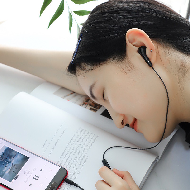 Tai nghe liền dây 1 tai Hoco M61 có micro chân 3.5mm Dành cho điện thoại iPhone iP Huawei Samsung Oppo Realme