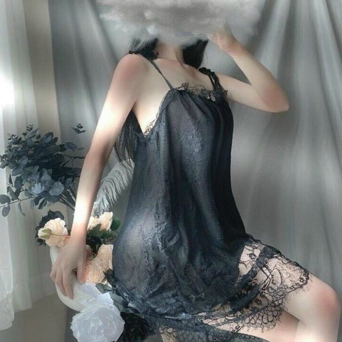 Váy ngủ dáng suông - Đầm ngủ 2 dây phối ren sexy | BigBuy360 - bigbuy360.vn