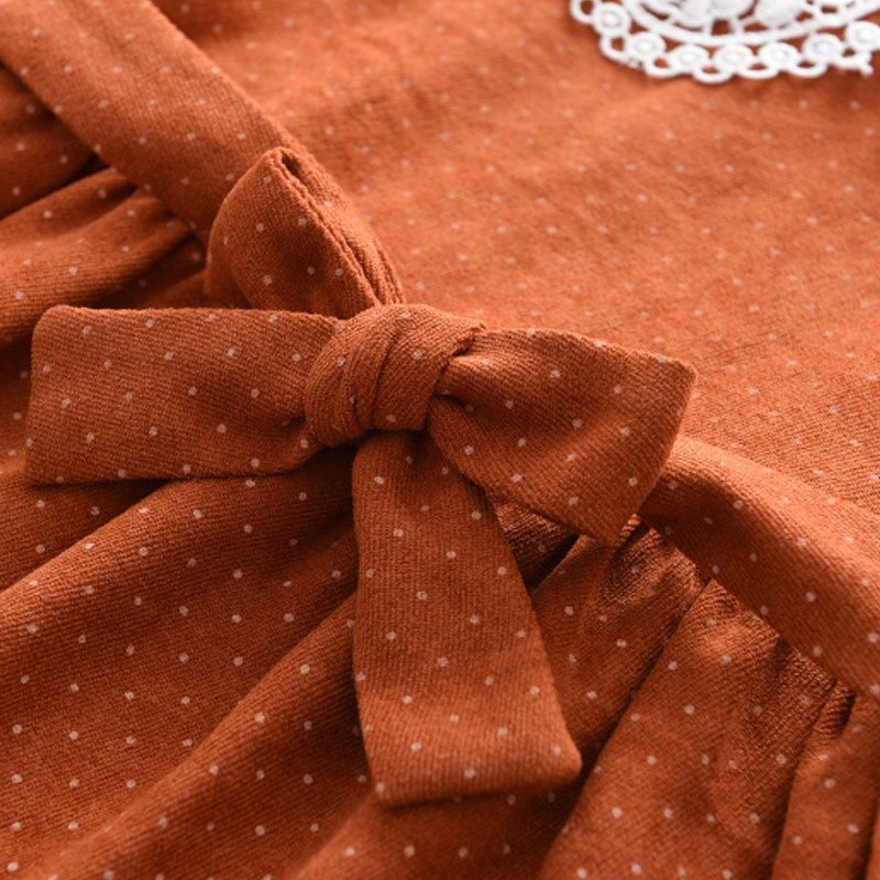 Đầm công chúa BEAR LEADER họa tiết chấm bi phối thắt lưng thời trang xuân thu cho bé 2-6 tuổi