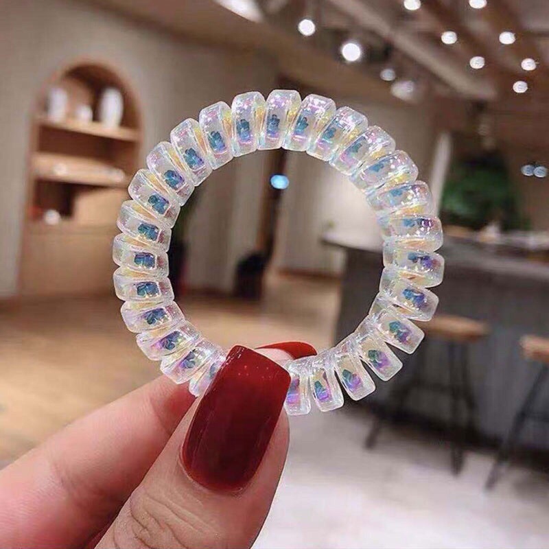 Dây Buộc Tóc Cột Tóc Lò Xo Cỡ Lớn Màu Đen Trắng