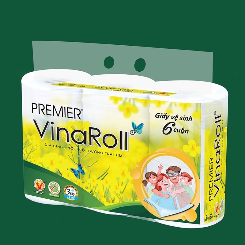 Giấy Vệ Sinh Vinaroll Cao Cấp 6 cuộn 3 Lớp Có Lõi