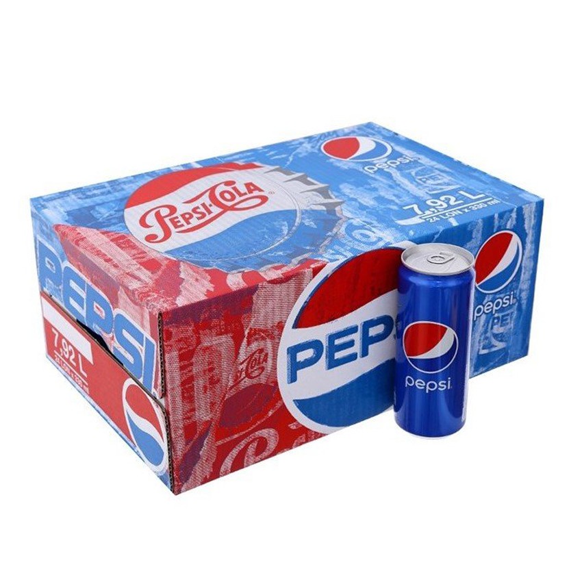 Thùng 24 Lon Nước Ngọt Có Gas Pepsi Sleek 330ML