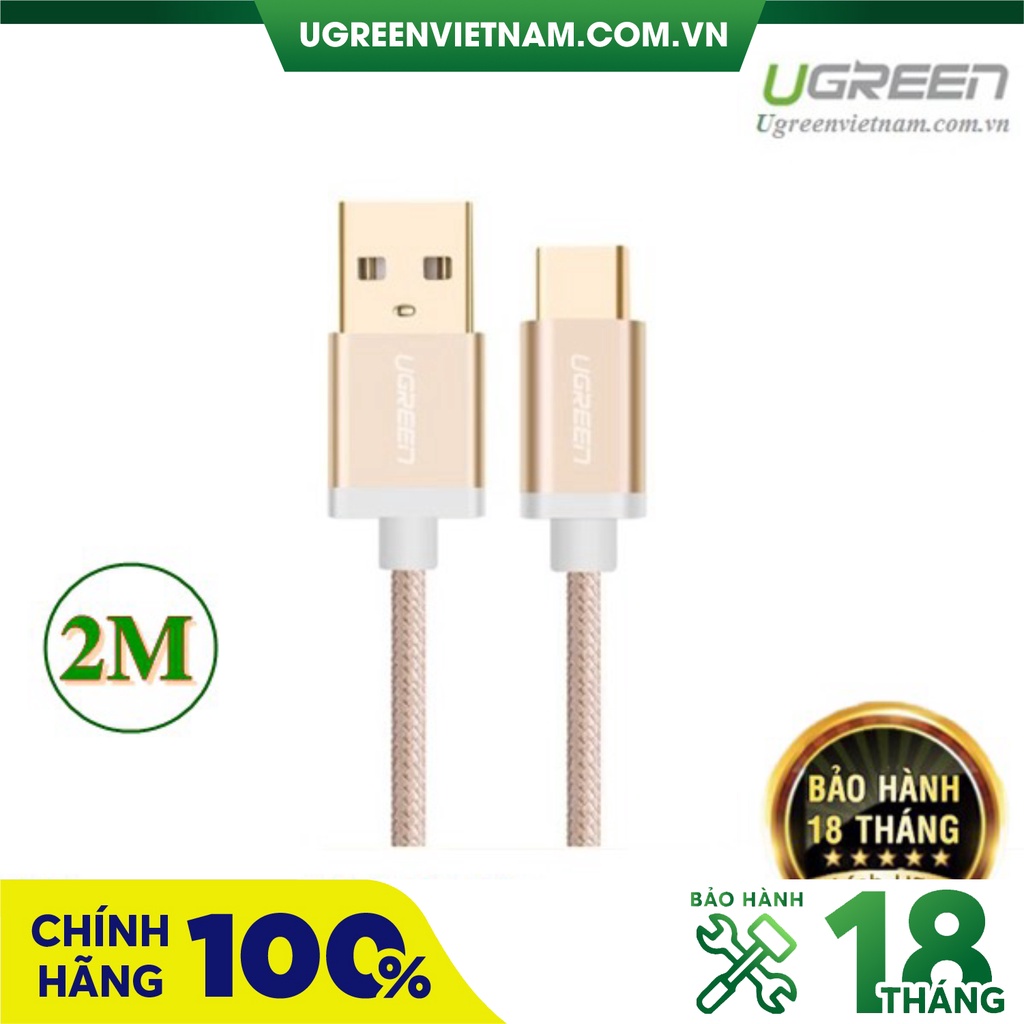 Cáp USB-C to USB 2.0 dài 2m chính hãng Ugreen 20862 cao cấp màu Gold