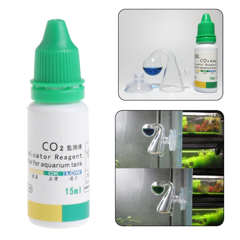 Aquarium CO2 Indicator Solution Fish Tank Liquid Test Plants Supplies Long Term