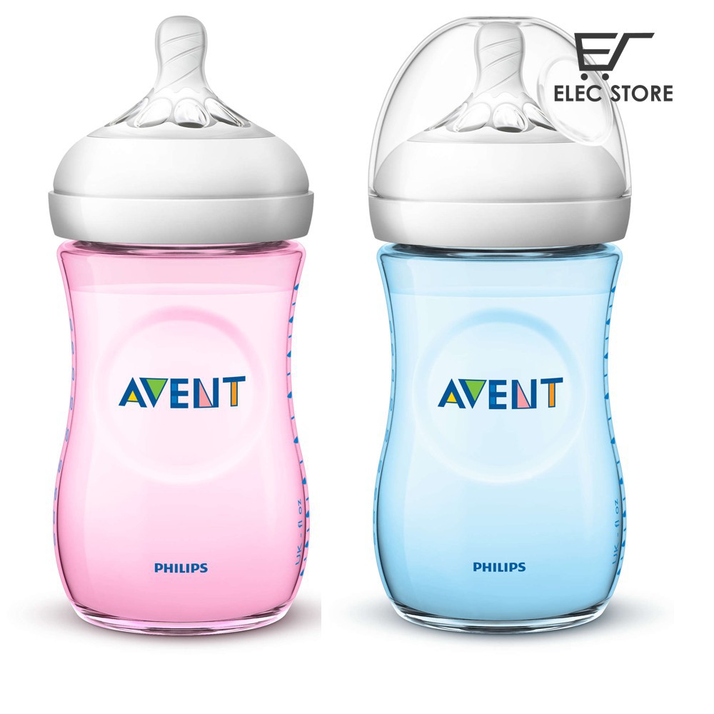 Bình sữa Avent Natural 260ml màu xanh - hồng