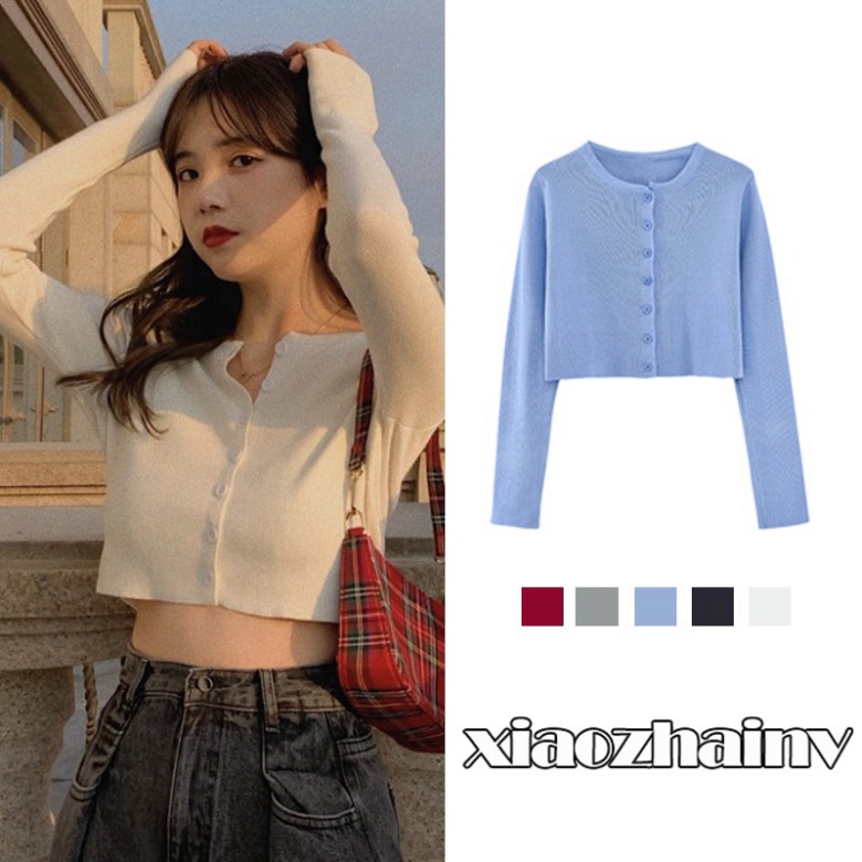 (Hàng Đẹp) Xiaozhainv Áo Khoác Cardigan Mỏng Dài Tay Gợi Cảm 5 Màu Tùy Chọn (ảnh thật)