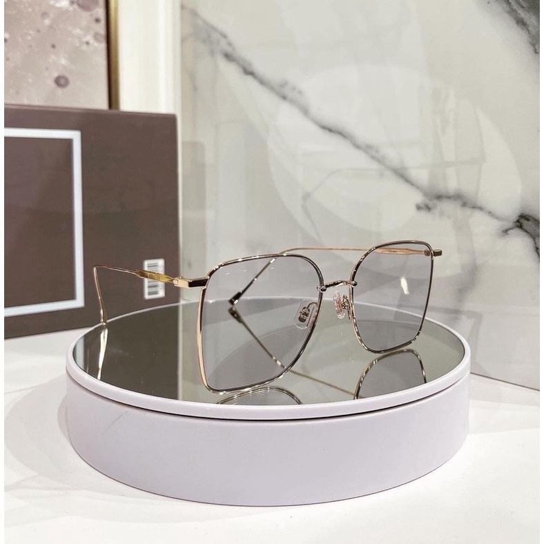 Kính râm 900 nam nữ thời trang oversized vuông to màu xám khói viền bạc - Bự Store