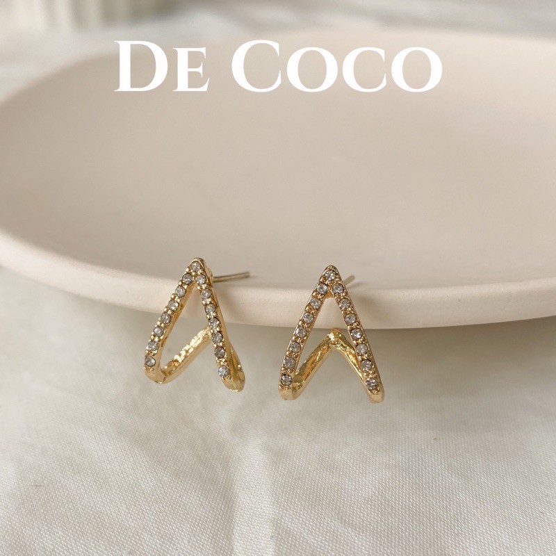 Khuyên tai bông tai tam giác đính đá De Coco
