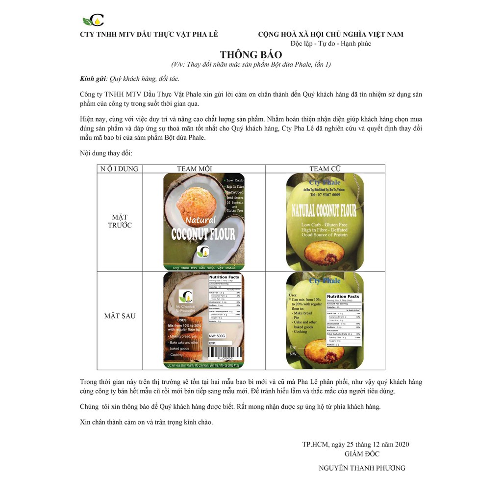 Bột dừa Phale - Coconut flour 1kg