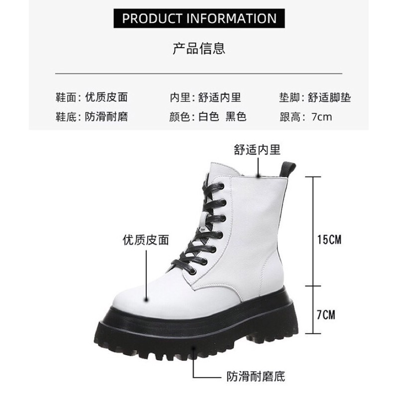Giay Boots nu ulzzang B91 đế cao 5-6cm có khoá bên cạnh