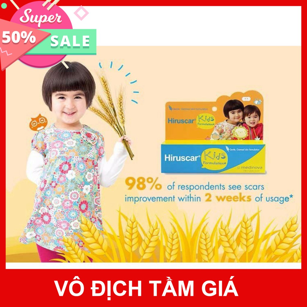 [CHÍNH HÃNG] Hiruscar Kids Gel Cải Thiện Sẹo Và Vết Thâm, Ngứa Dành Cho Trẻ Em Tuýp 10g