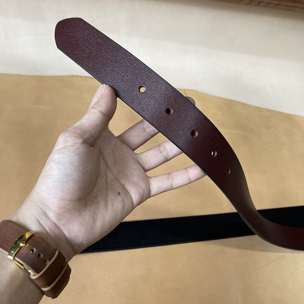 Thắt Lưng Nam Khóa Kim Kẹp Chất Da Bò Nguyên Tắm Cao Cấp TM842 Bản Rộng 3.7cm Hai Màu Đen Và Nâu Bảo Hành Da 24 Tháng