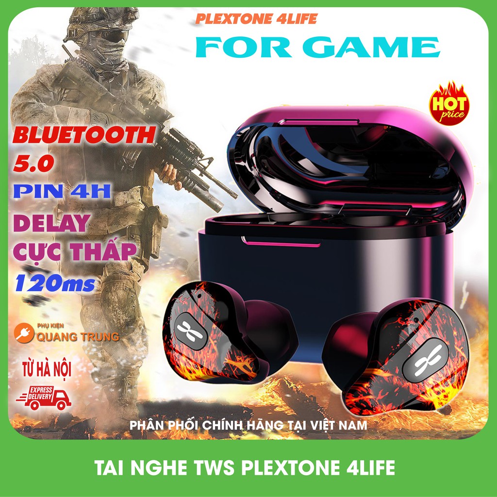 [Thanh lý không bảo hành] Tai nghe bluetooth plextone 4life TWS,chuyên game,độ trễ cực thấp 65ms ( Tặng túi lưới )