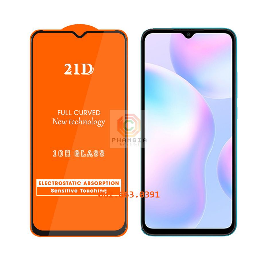 Kính cường lực Xiaomi Redmi 9A full màn hình, không chấm liti