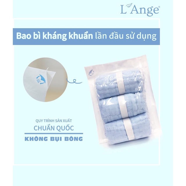 Khăn sữa vải bông 9 lớp L’ange ( Set 3 khăn )