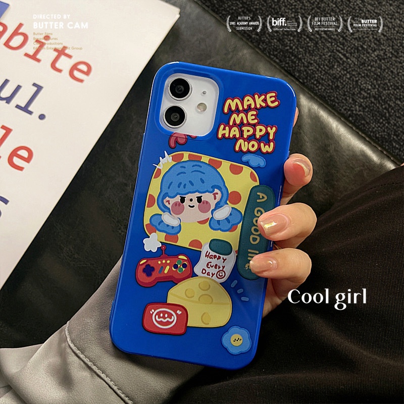 Vỏ Điện Thoại Di Động Ốp Lưng Iphone12 Iphone12promax Iphone 11pro X Xs Xsmax Iphone 7 8plusPhone Case Iphone Apple 8 Cool Girl 12promax Blue Protective Cover 11 Silicone XS Suitable For 12mini/XRhộp Đựng Điện Thoại Di Động