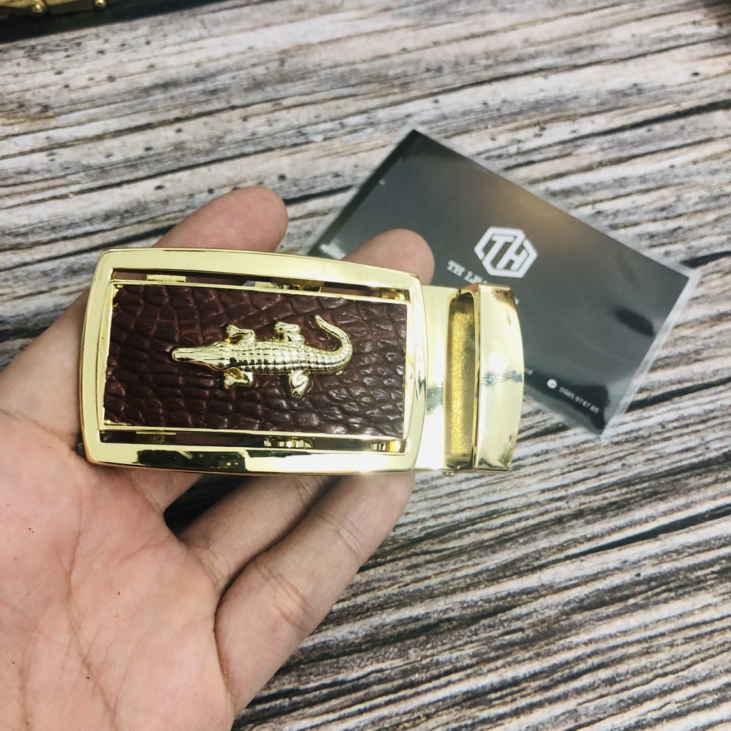 Mặt Dây Lưng Da Cá Sấu Cao Cấp, Đầu Khóa Thắt Lưng Da Cá Sấu Thật Khóa Tự Động - Bản 3.5 cm