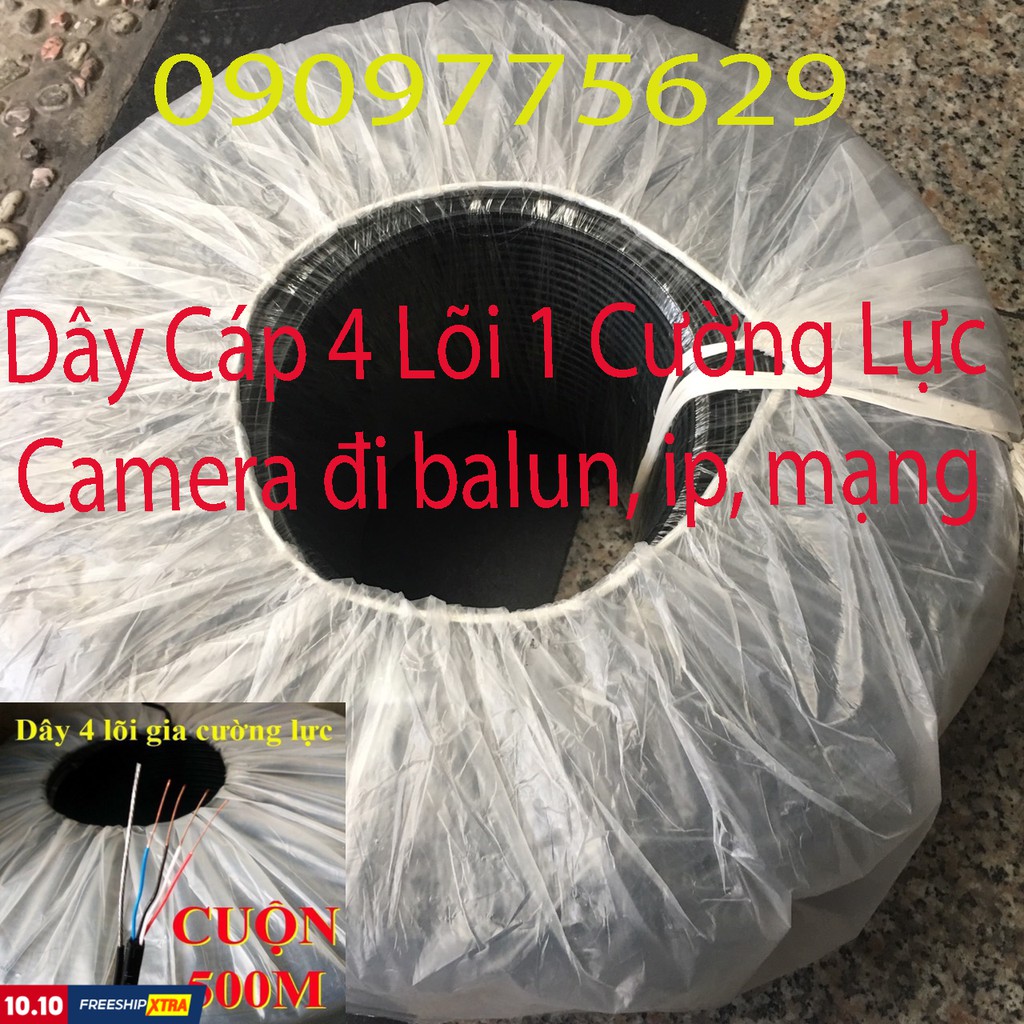 Cáp 4 lõi dùng đi dây tín hiệu camera, điện thoại, dây mạng