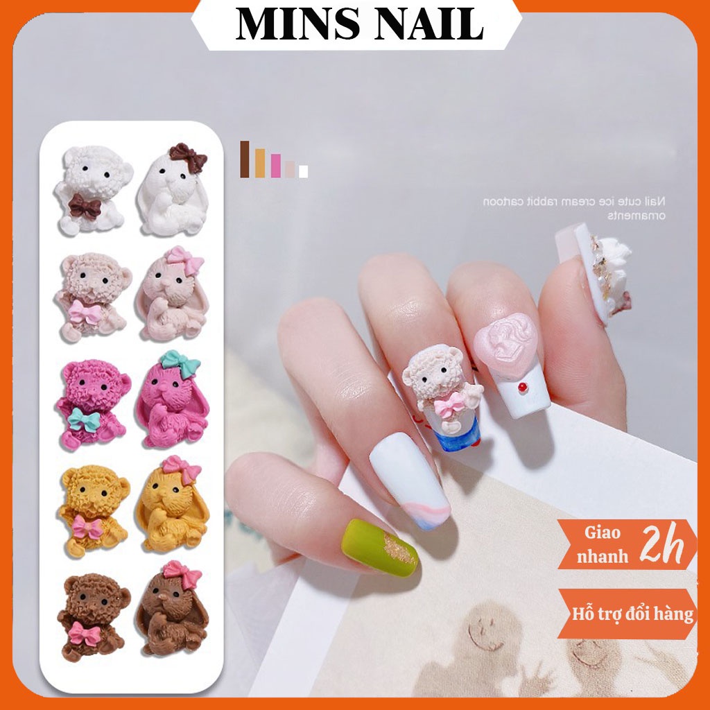 Charm nail, Charm gấu nail, phụ kiện nail giá rẻ