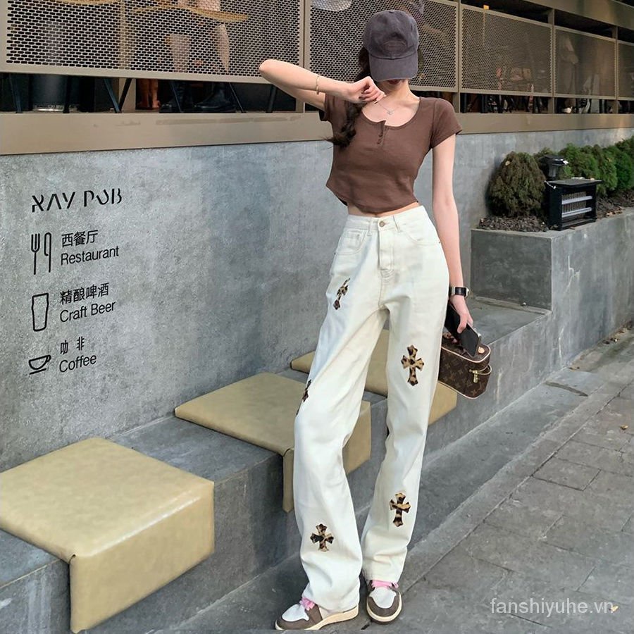  Quần Jean Dài Lưng Cao Ống Suông Thời Trang Cá Tính Cho Nữ | BigBuy360 - bigbuy360.vn