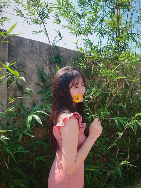 Đầm kẻ tay cánh tiên hai màu siêu yêu ẢNH TỰ CHỤP