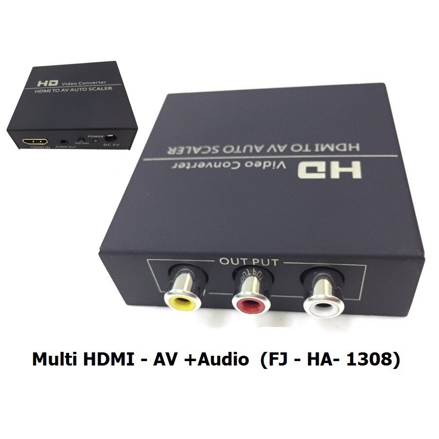 MULTI HDMI -&gt; AV + AUDIO FJGEAR (FJ-HA 1308), BỘ CHUYỂN ĐỔI HDMI SANG AV CÓ ÂM THANH FJGEAR HA 1308