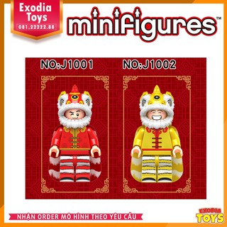 Xếp hình Minifigure nhân vật múa lân ngày Tết Nguyên Đán - Đồ Chơi Lắp Ghép Sáng Tạo - J1001 J1002