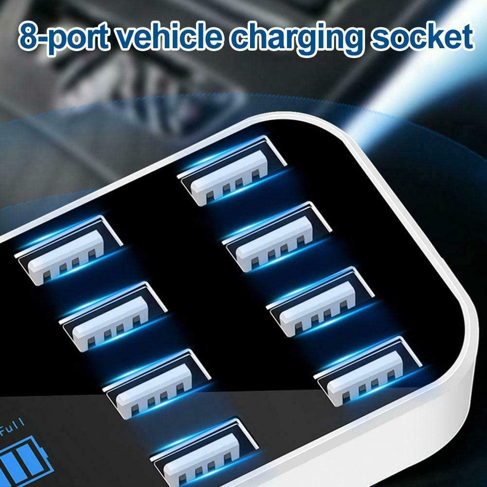 Tẩu sạc nhanh trên xe hơi Hua-A9S Usb 8 cổng 40w có màn hình led hiển thị chất lượng cao