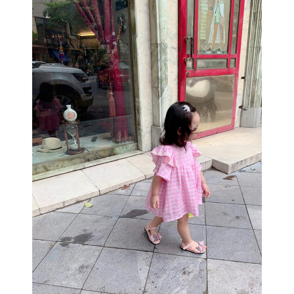 Váy Lenco kẻ caro hồng cực xinh cho bé gái