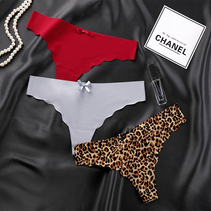 Quần lót đúc size S-XL bằng lụa lạnh siêu mỏng thoáng khí cạp thấp họa tiết da báo/màu trơn cho nữ