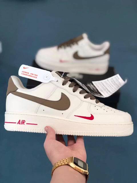Giày sneaker AF1 trắng vạch nâu Hot trend nam nữ, Giày FORCE 1 trắng nâu dùng đi học,tập gym,chạy bộ | BigBuy360 - bigbuy360.vn