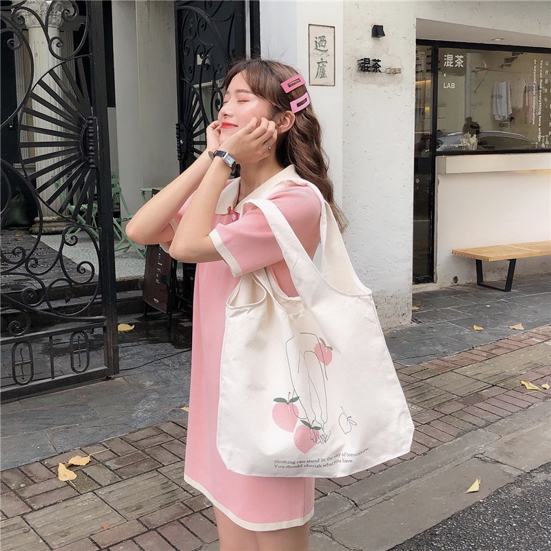 Túi tote vải canvas ulzzang unisex in hình hoa quả [ giadungphuongnguyen ]