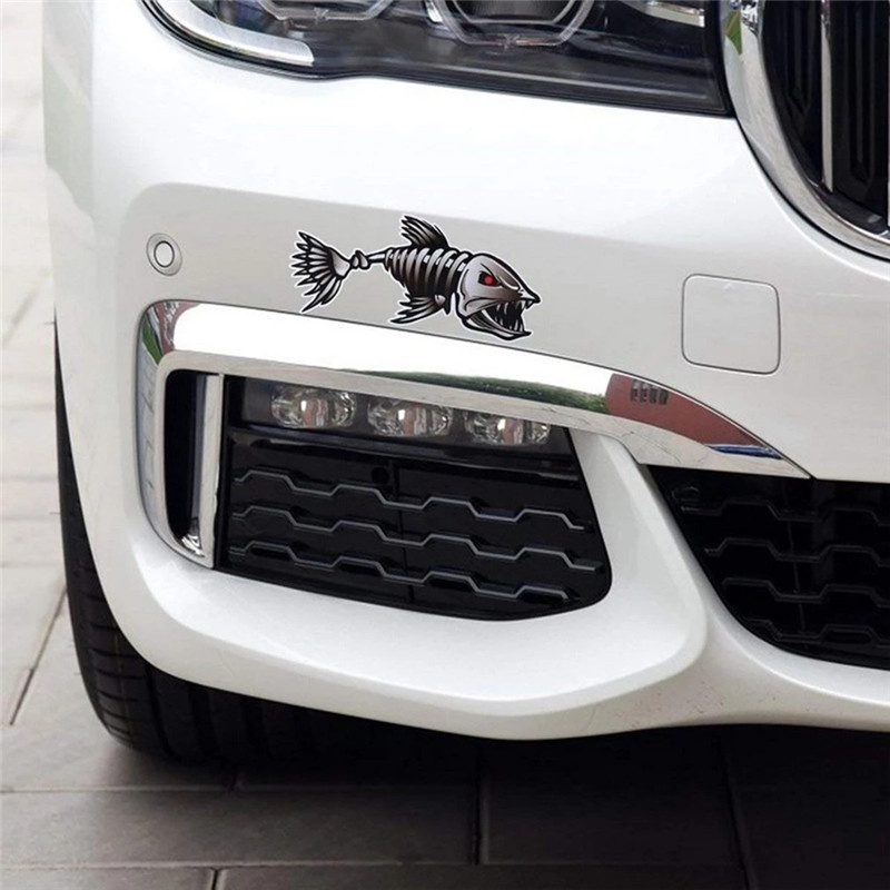 Set 2 miếng dán vinyl hình xương cá trang trí xe hơi/tàu thuyền