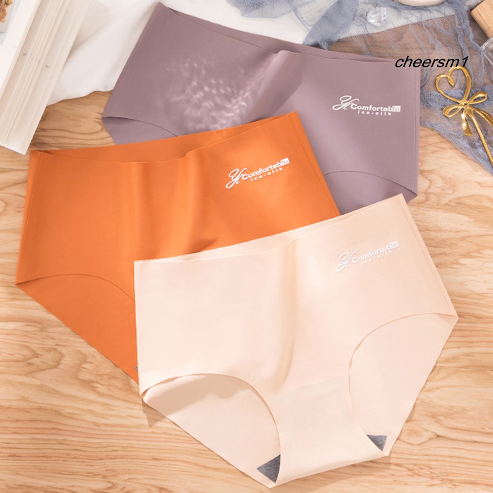 Nội y bộ đồ lót Women Seamless Stretchy Breathable Letter Print Solid Color Underwear Briefs