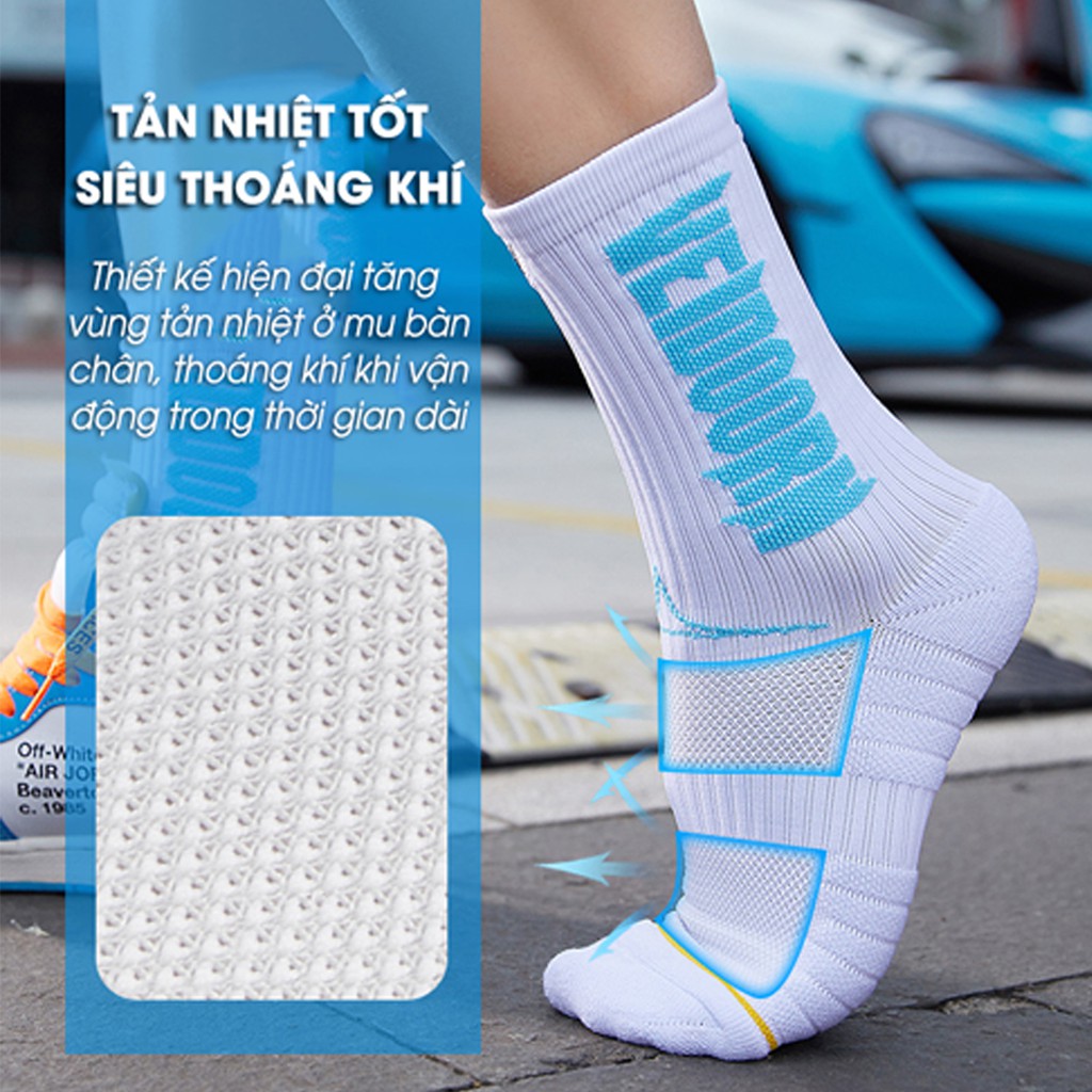 Tất Bóng Rổ Cao Cổ Nam Nữ Veidoorn Có Đệm Chuyên Dụng VT004 - AMBERVIETNAM
