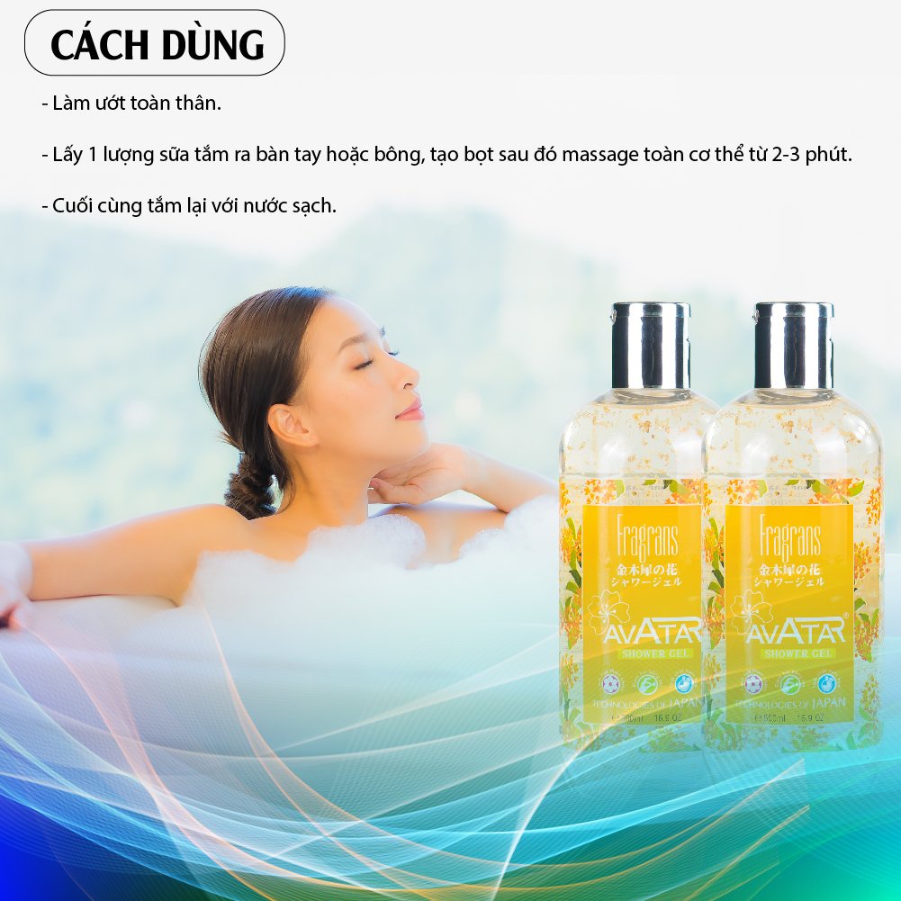 Sữa tắm nước hoa Nhật Bản cánh hoa Mộc Quế AVATAR  hương thơm quyến rũ 500ml