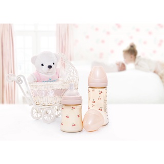Bình sữa Grosmimi PPSU Cherrish 200ml Rose Gold- núm ti 2-5 tháng tuổi