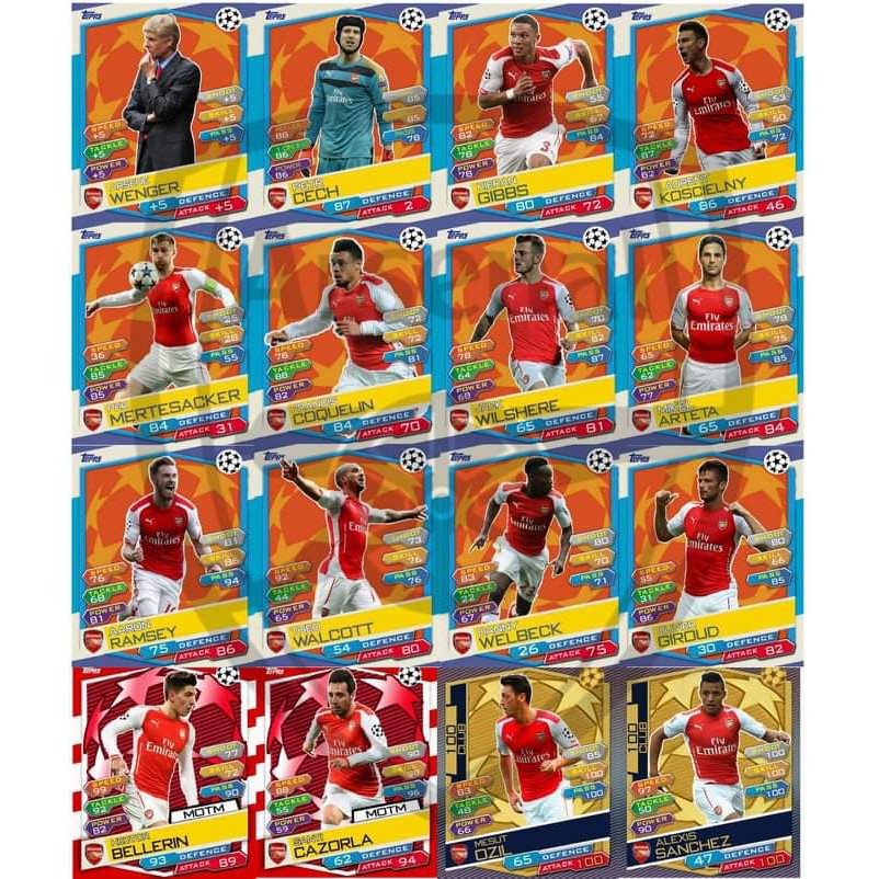 (thẻ in)Match Attax Arsenal mùa giải 2014/2015
