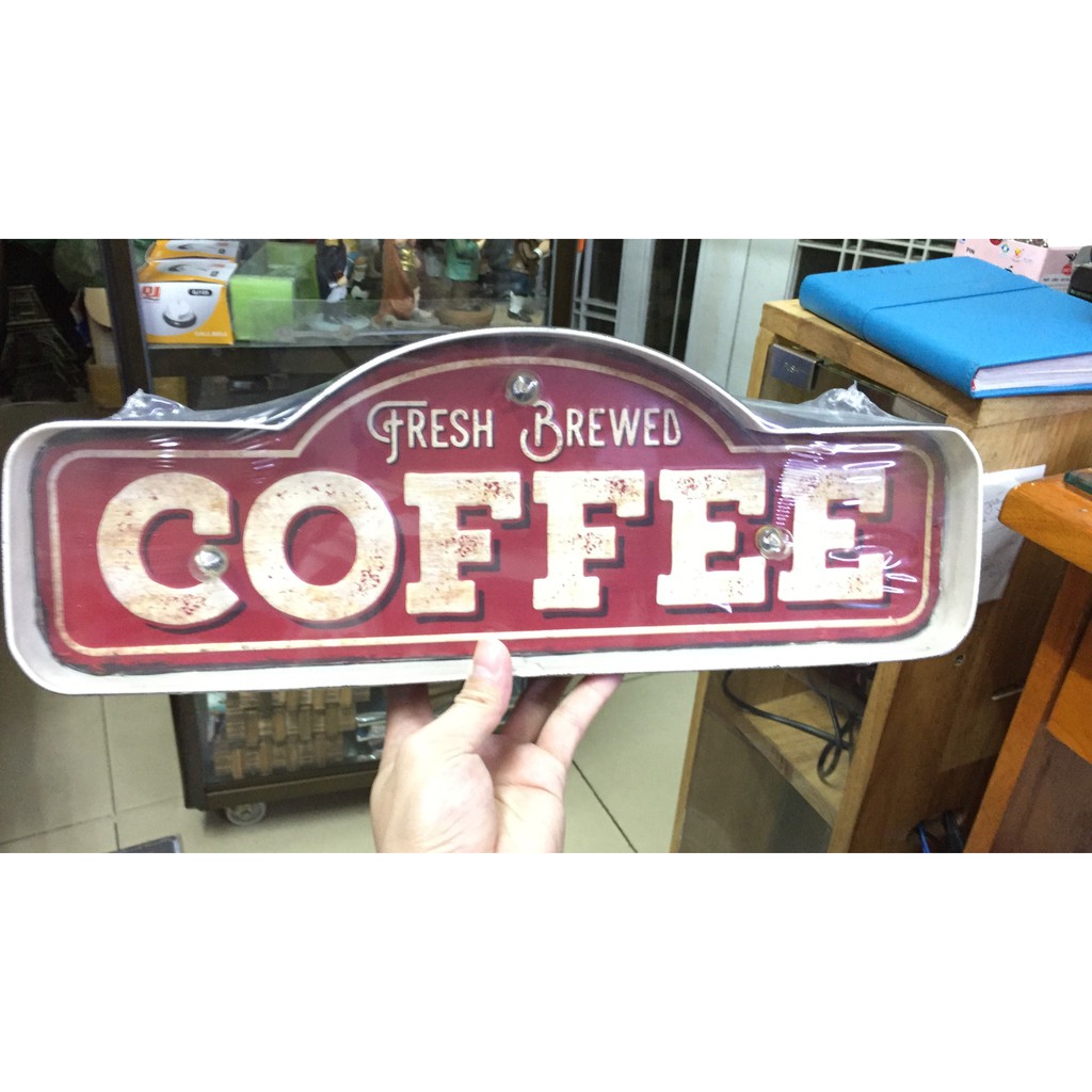 Hộp đèn bảng hiệu brewed cofee trang trí quán cafe phong cách cổ điển & sang trọng