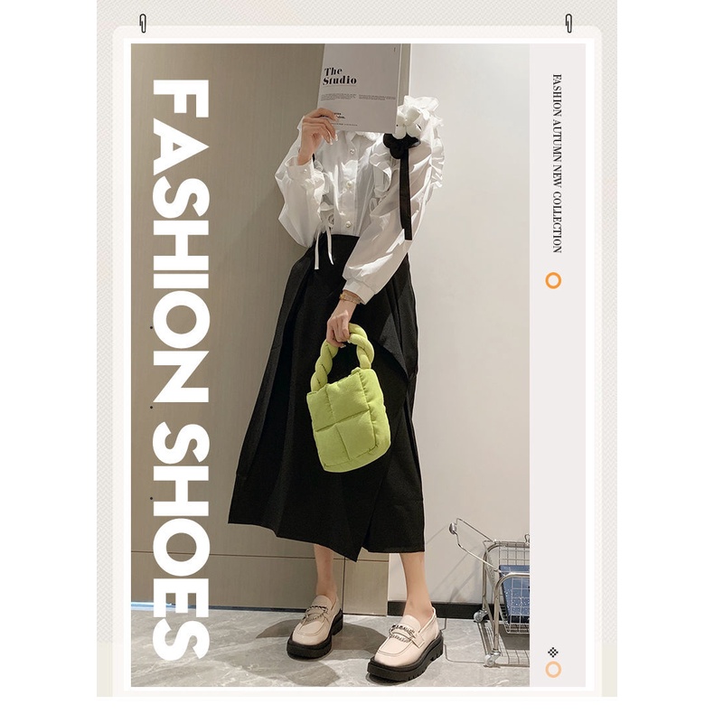 Giày Lười Da Đế Dày Phong Cách Anh Quốc Cho Nữ Size 35-43 41 42