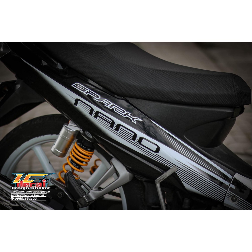 [FreeShip] Tem Decal Rời mẫu Spark Nano cho Sirius xăng cơ trắng đen - tem 3 lớp cao cấp