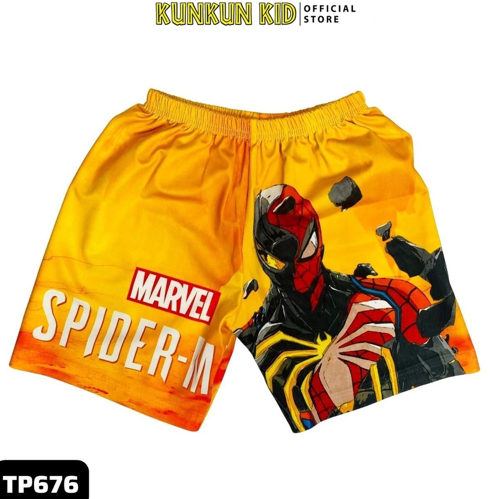 Set đồ bộ bé trai Kunkun Kid TP676 BL676 thun lạnh in 3d hình siêu nhân người nhện spiderman