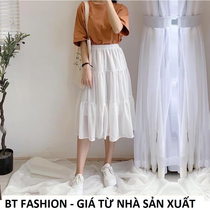 Chân Váy Dài Xòe Voan Duyên Dáng Thời Trang HOT - BT Fashion (Có vải Lót bên trong) + Video, Hình Thật (VA01)
