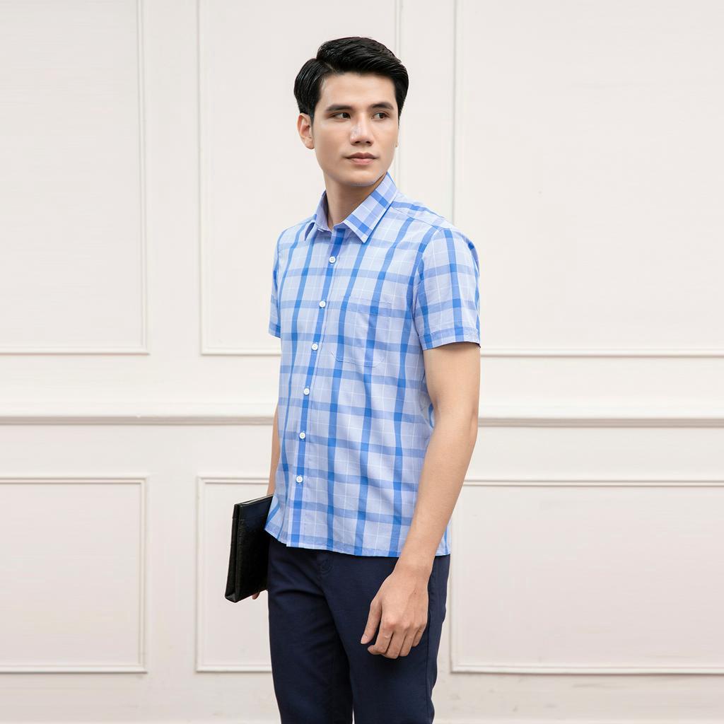 Áo sơ mi nam ngắn tay  sợi tre form rộng  Aristino ASS176S1
