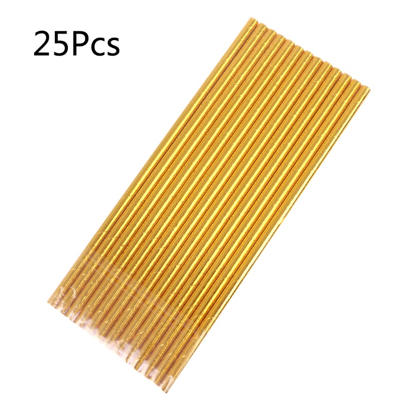 Set 25 Ống Hút Giấy Họa Tiết Kẻ Sọc Màu Vàng Trang Trí Tiệc Sinh Nhật Cho Bé